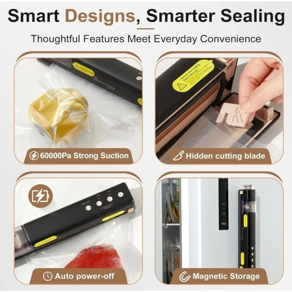 Vacuum Sealer with 40 Bags, 2 IN 1 Full Automatic Handheld and Countertop Sealer